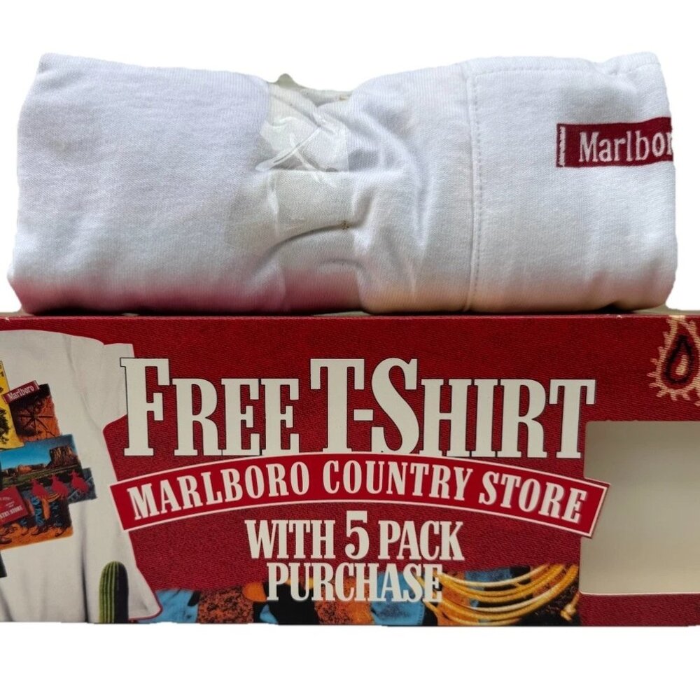 VTG Marlboro Country Store Cowboy Rodeo State Fair XL T-Shirt Single Stitch USA